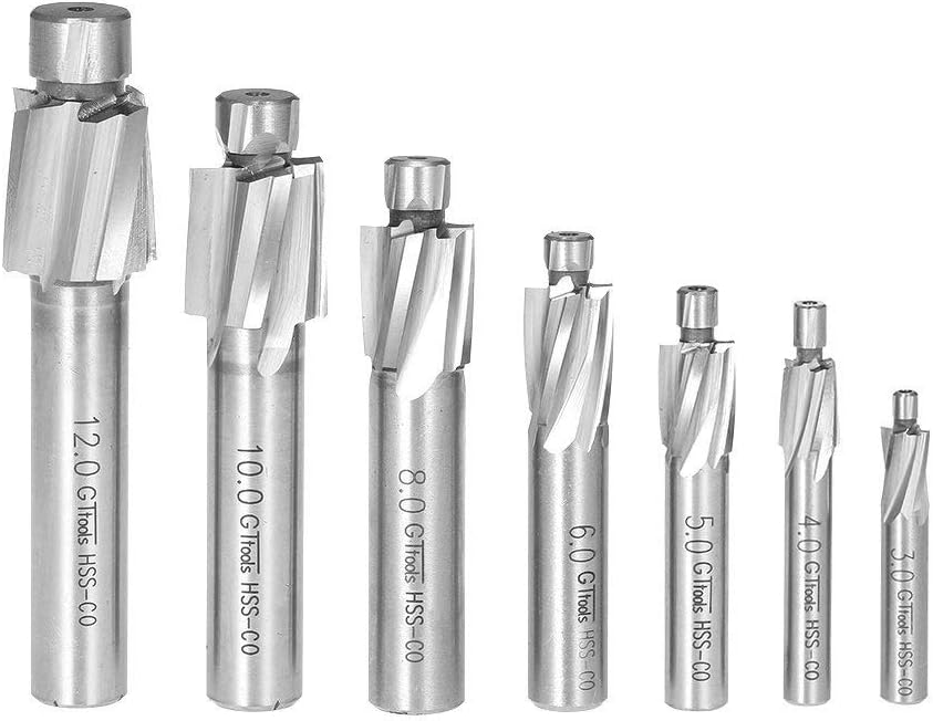 Amazon.co.jp: CLJ-LJ 7PCS /設定ザグリセットM3-M12高品質高速鋼4枚刃ストレートシャンクザグリエンドミル ...