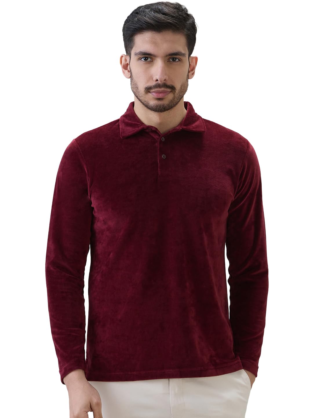 colorplus Men Regular Fit Solid Pattern Pure Cotton Polo Neck Full Sleeve Casual T-Shirt-picture-12