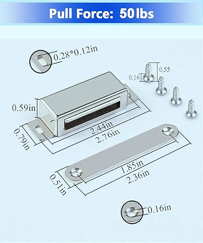 Miniatura 2 de Pestillo magnético para puerta, 50 libras, de acero inoxidable de alta resistencia para cocina, baño, armario, armario, armario, puerta, cajón de