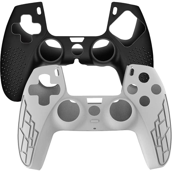 OIVO INDIA White & Black Controller Silicone Cover Case PS5 Controller Skin Anti Slip Protective Case Sleeve for Sony Playstation 5 DualSense Controller (Combo of 2)