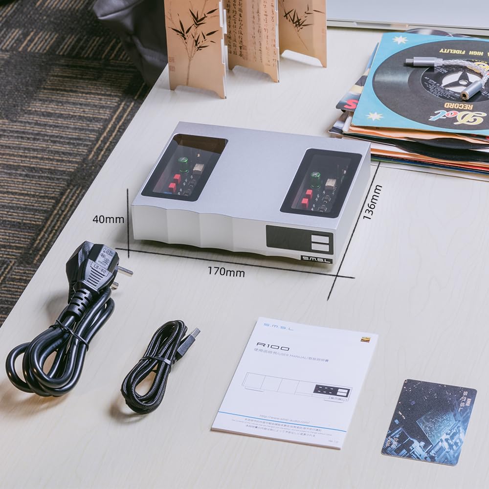 SMSL R100 Audio DAC symetryczny Hi-Fi DAC, symetryczny stosunek sygnału do szumu 107 dB, wejścia optyczne/USB/współosiowe, symetryczna linia AP, czyste odtwarzanie dźwięku