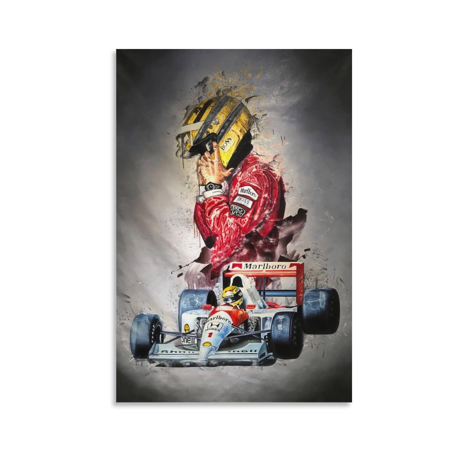 Ayrton Senna - Poster Artistico Su Tela, Ritratto F1, Regalo Auto Da Corsa Vintage, Decorazione Da Parete Per Camera E Soggiorno, Stampa Su Tela 17 Pollici