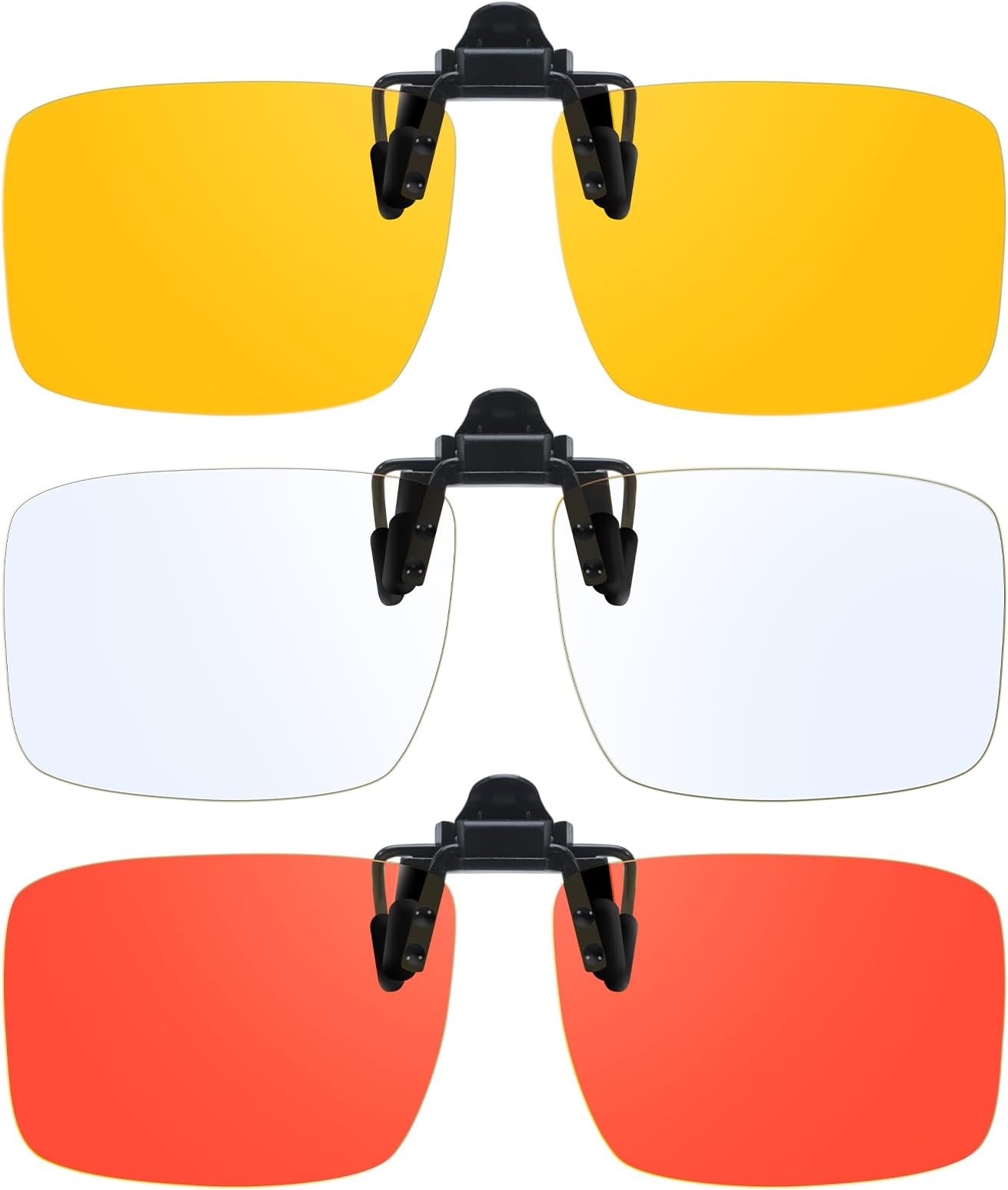VIEWBETTER 3 Pack Clip On Blue Light Blocking Glasses for Eyes Strain/Light-Sensitive Flip Up Computer Gaming Glasses