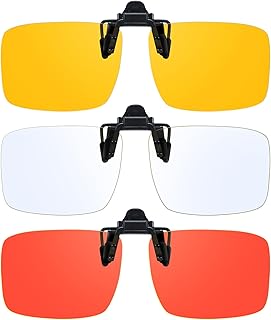 VIEWBETTER 3 Pack Clip On Blue Light Blocking Glasses for Eyes Strain/Light-Sensitive Flip Up Computer Gaming Glasses
