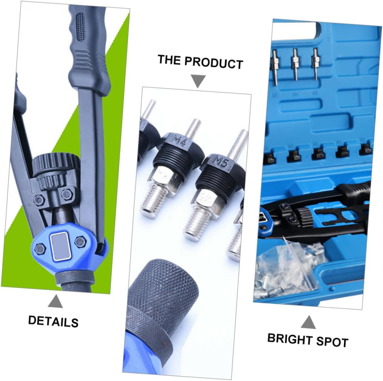 140pcs Rivet Nut Setting Tool Kit Manual Hand Riveter Setter M3 to 12mm Threaded Nut Installer with Plastic Case for Automotive Repair and Workshop Use