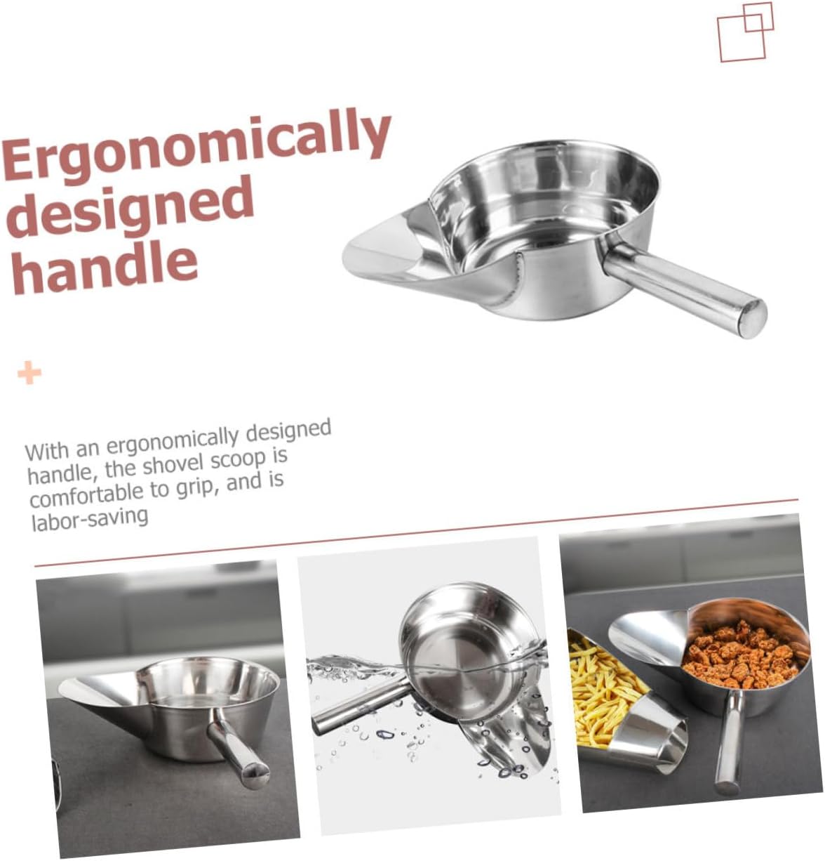 Hemoton 2pcs French Fries Serving Scoop Stainless Steel Shovel Smooth Corners Safe and Easy to Clean