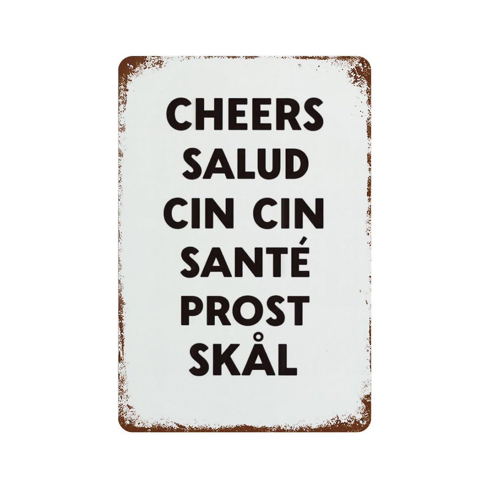 xiaoxiaoshen Cheers Typography Minimalist Bar Kitchen Poster Black And White Wall Decor Art Metal Tin Poster Modern Home Decor Art Home Bar Shop Decorations Vintage Sign 30x20cm