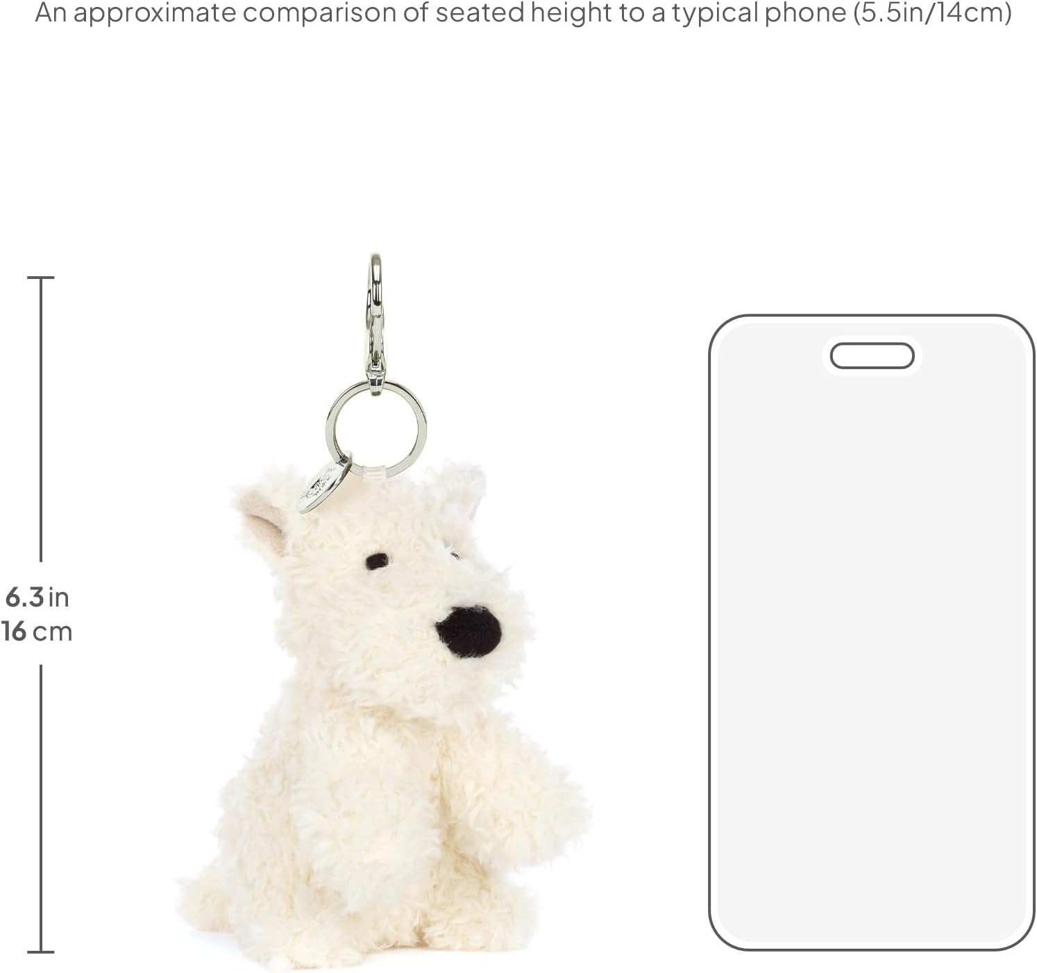 Jellycat Munro Scottie Dog Bag Charm, 4 inches - Dogs and Puppies Plush Keychain - Great Gift Idea - Image 5