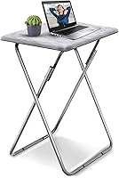 Garden4you Folding TV Tray Table - No Assembly, Sturdy Snack Tray for Dinner, Bedside, Living Room - White Marble 15x18.9x26in