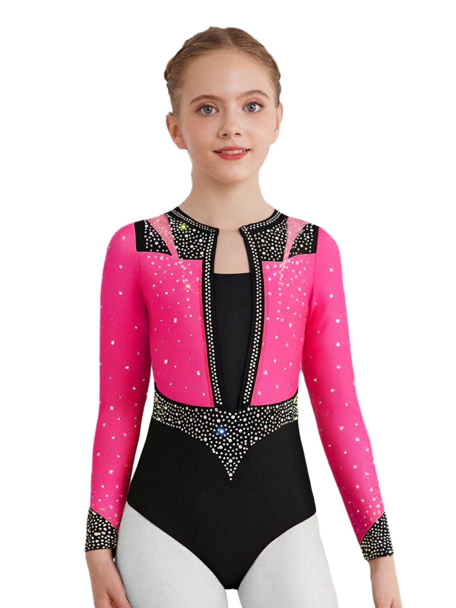 Choomomo Completo da Ginnastica Bambina Body e Pantaloncini con Canottiera Top Completo Pattinaggio Artistico Set 3 Pezzi 5-16 Anni