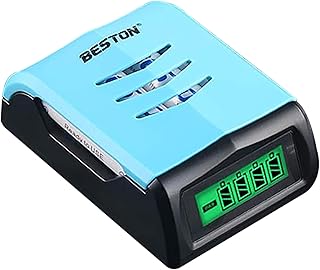 شاحن مع غطاء سريع، 4 بطاريات رقمية BST-C9001