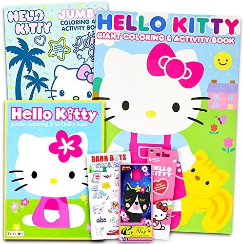 Hello Kitty Set of 3 Jumbo Coloring and Activity Books with Stickers for Kids Girls Boys