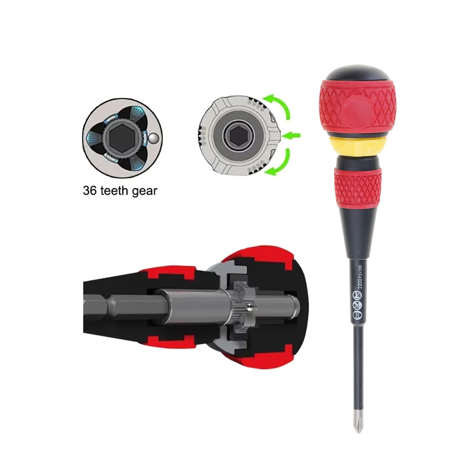 Juego de 5 destornilladores ergonómicos resistentes de trinquete para un fácil manejo, uso multifuncional en montaje de muebles, destornillador ergonómico de mango
