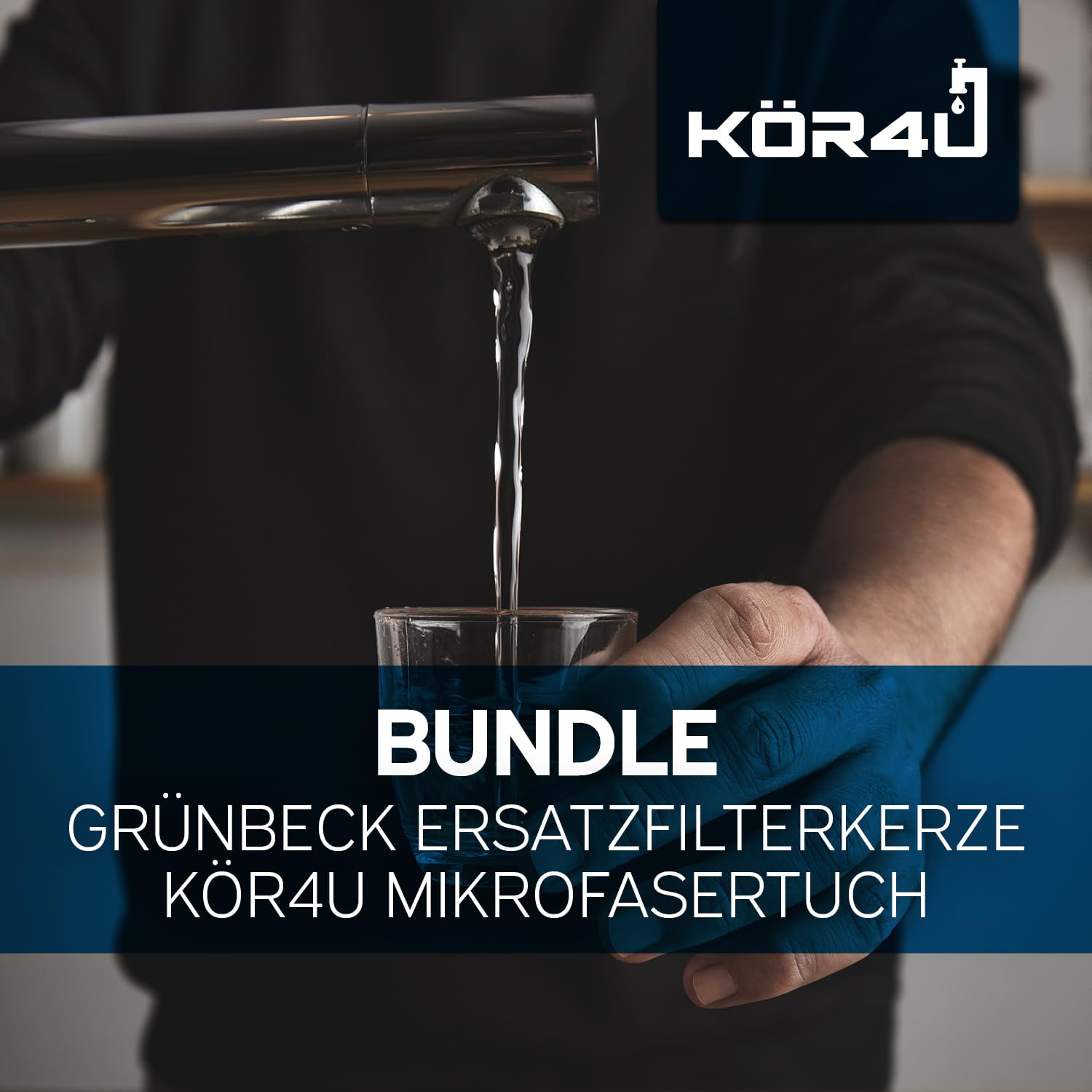 Ersatzfilterkerze Grünbeck GENO 80µm Größe 1 ohne Schutzglocke 2er Pack 103075, inklusive kör4u Mikrofasertuch grün