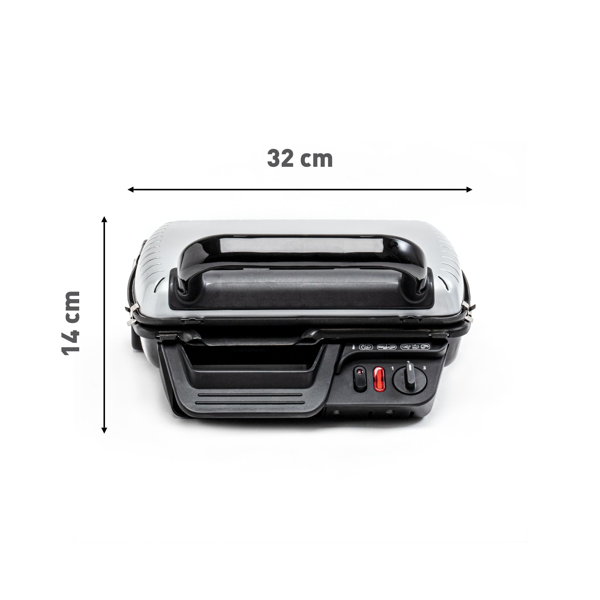 Tefal GC305012 Ultra Compact Grill électrique, Position barbecue, 2000 W, Cuisson saine, Plaques antiadhésives compatibles lave-vaisselle, Bac de récupération des jus, Noir, Métallique, Titane