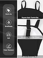 Vista 4 de Aleumdr Traje de baño tankini de dos piezas con control de abdomen vintage para mujer, traje de baño push up