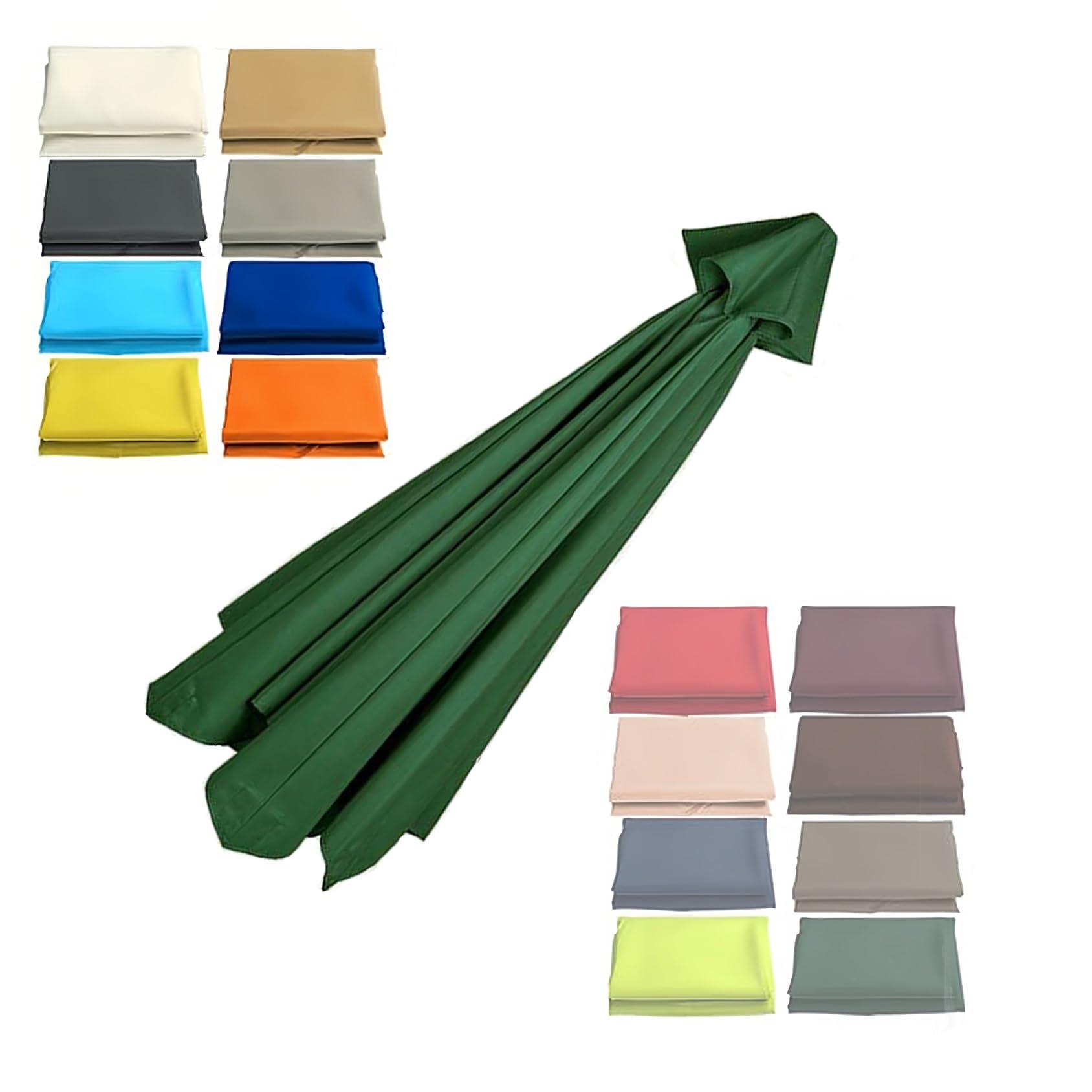 Patio Parasol Replacement Fabric, Outdoor Sun Umbrella Replacement Canopy Cover 6/8 Ribs - Thick And Reinforced For Protect Your Skin From The Sun(Green,6 ribs-270cm/8.8ft)