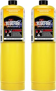 BLUEFIRE Modern MAPP Gas Cylinder, 14.1 oz, 99.9% High Purity Propylene Equal To MAP-PRO, Hotter than Propane, for Propane Torch Soldering Torch Welding Brazing (2 Pack)