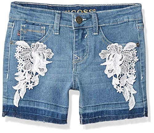 VIGOSS Big Girls' Super Stretch Denim Fashion Mid Shorts (Brite Blue, 14)