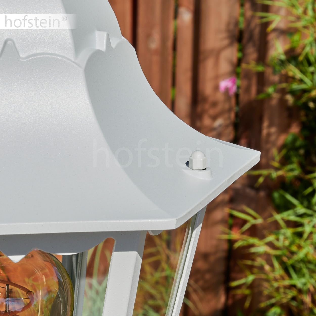 Hong Kong Outdoor Floor Lamp, Outdoor Path Light Made of Metal/Glass in White/Clear, Path Light in Country House, Antique, Retro, Vintage Design, Garden, Outdoor, Patio, Height 206 cm, E27