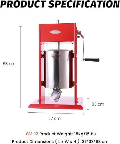 Miniatura 22 de Hakka - Embutidor de salchichas de 11 libras/5 L, dos velocidades de llenado de acero pintado en aerosol vertical 7-11 libras