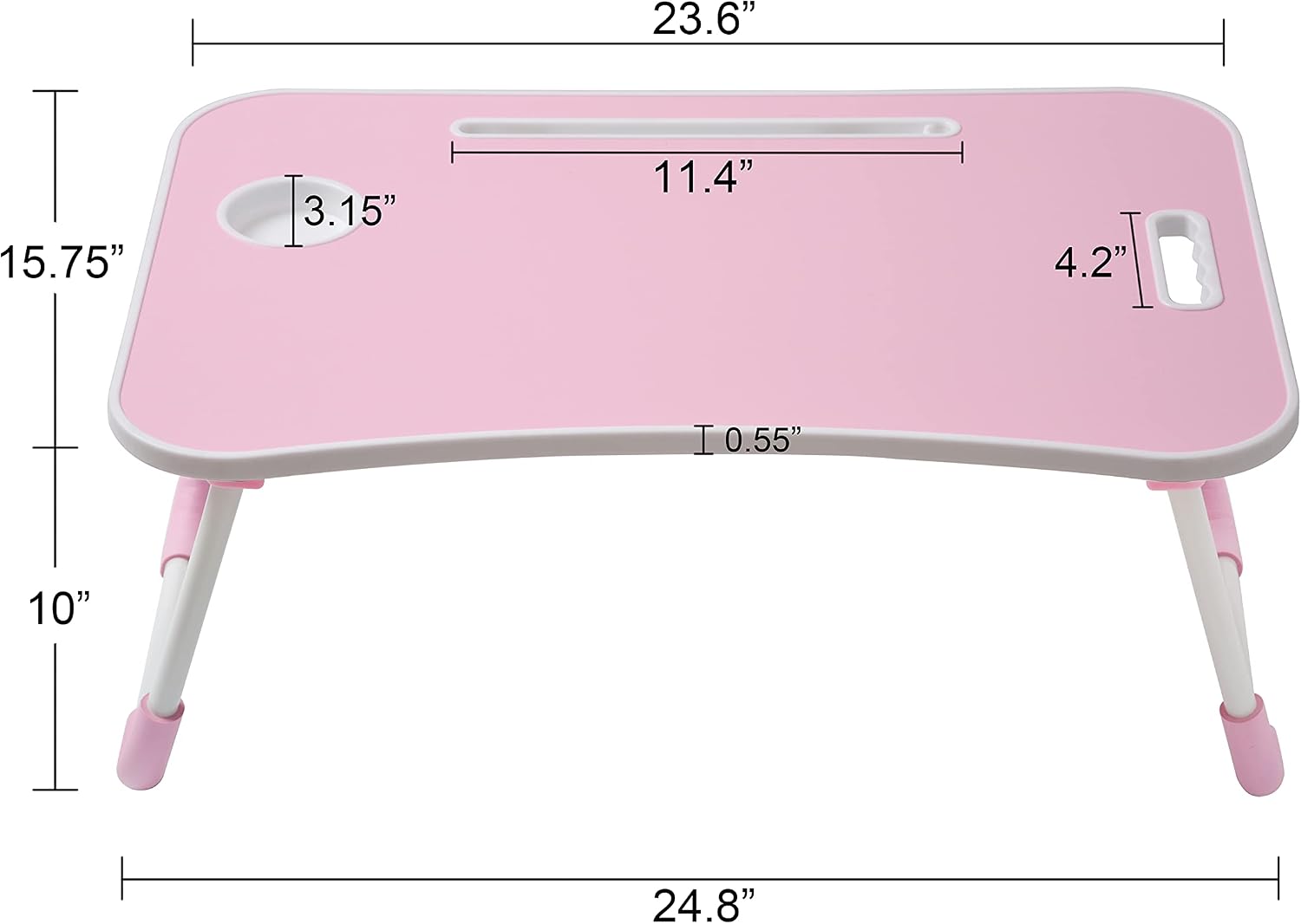 Finnhomy Bed Laptop Table Tray Foldable Lap Desk Table Stand, Portable Breakfast Serving Bed Tray with Leg for Eating/Working/Reading/Crafting on Bed Couch Sofa Floor for Adults or Kids-Pink