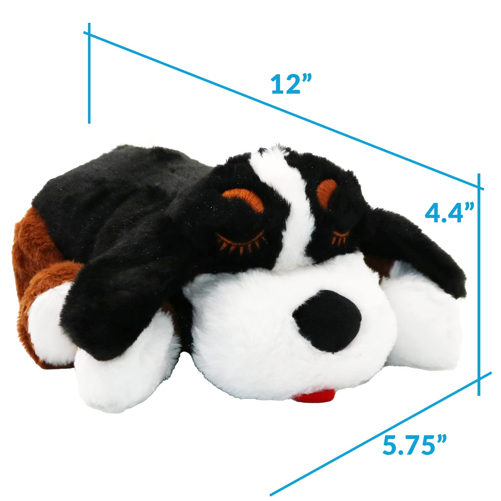 Snuggle Puppy Plus - Peluche per cani con battito cardiaco, sollievo dall'ansia e aiuto calmante, giocattolo comodo per allenamento comportamentale (Bernese)