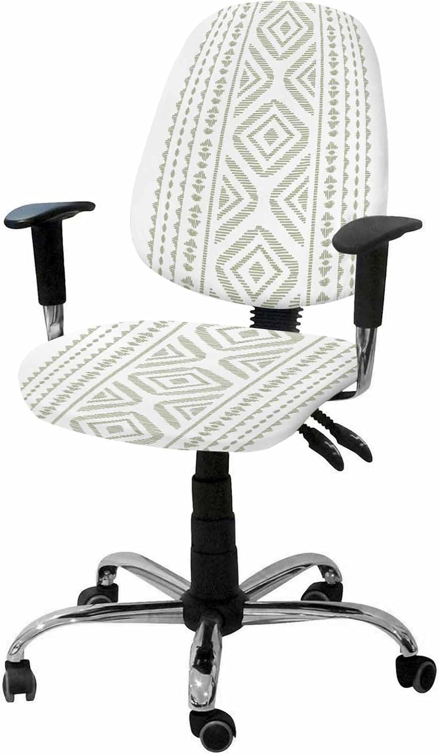 Blue Boho Office Chair Cover 2 Piece, Stretch Elastic Computer Desk Rotating Chair Seat Back Covers, Stretchable Chair Slipcover Protectors Cover Southwestern Stripe Native American Indian