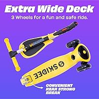 Vista 3 de SKIDEE Kick Scooters for Kids Ages 3-5, Adjustable Height Foldable Scooter with Removable Seat, 3 LED Light Wheels, Rear Brake, Wide Standing Board