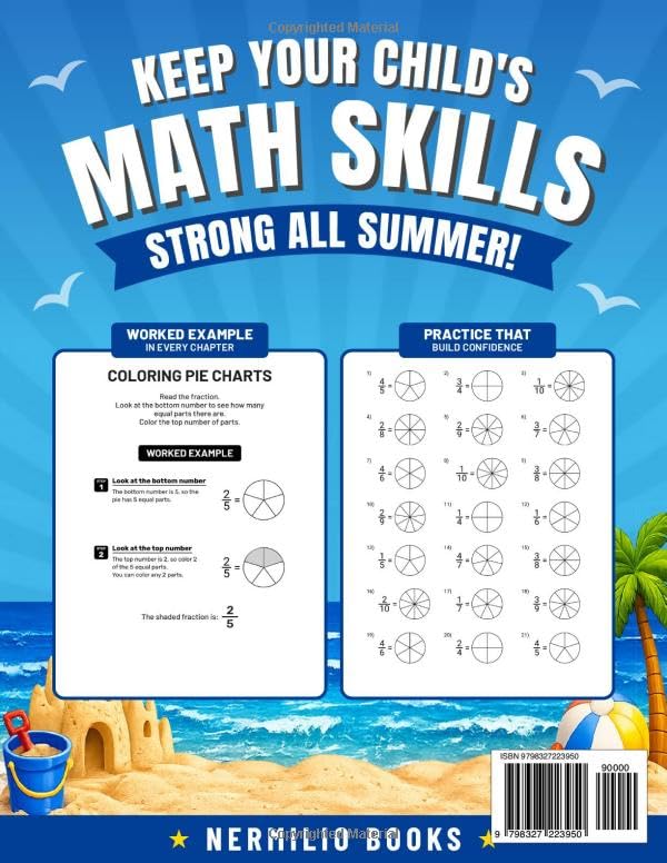Image of Summer Math Workbook 1-2 Grade: Addition, Subtraction, Multiplication, Telling Time, and Fractions Exercises for a Smooth Transition from 1st to 2nd Grade (Nermilio Grade 2 Math Series)