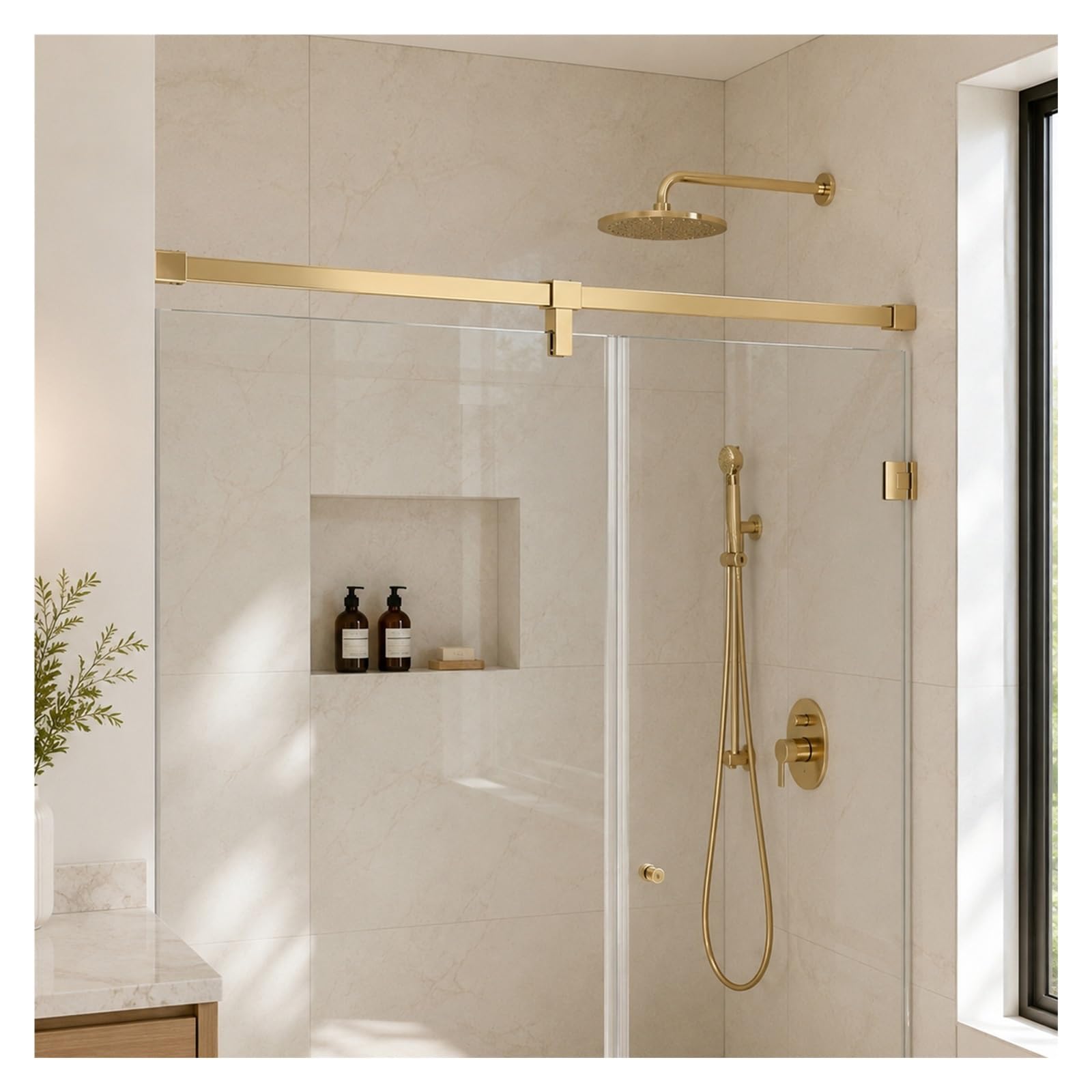 Stabilisierungsstange Dusche Stabilisierungsstange Duschglas 100–200 Cm | Stabilisierungsstange Für Rahmenlose Duschtür 8-12Mm Glass, Verhindert Wackeln Und Erhöht Sicherheit(Gold,200cm (78inch))