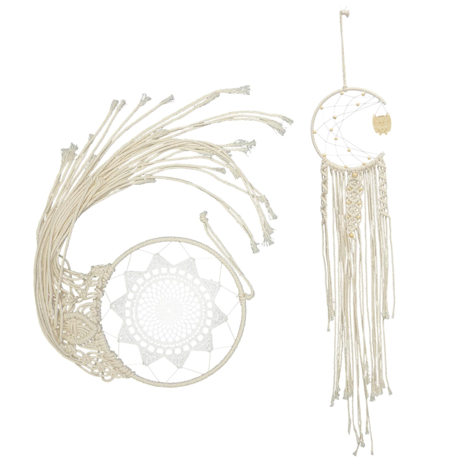 Cabilock 2piezas Macrame Woven Wall Hanging Dream Catcher De Decoración Boho para Hogar Oficina y Salas Tapestry Pendiente Artesanal para Sueños y Relax
