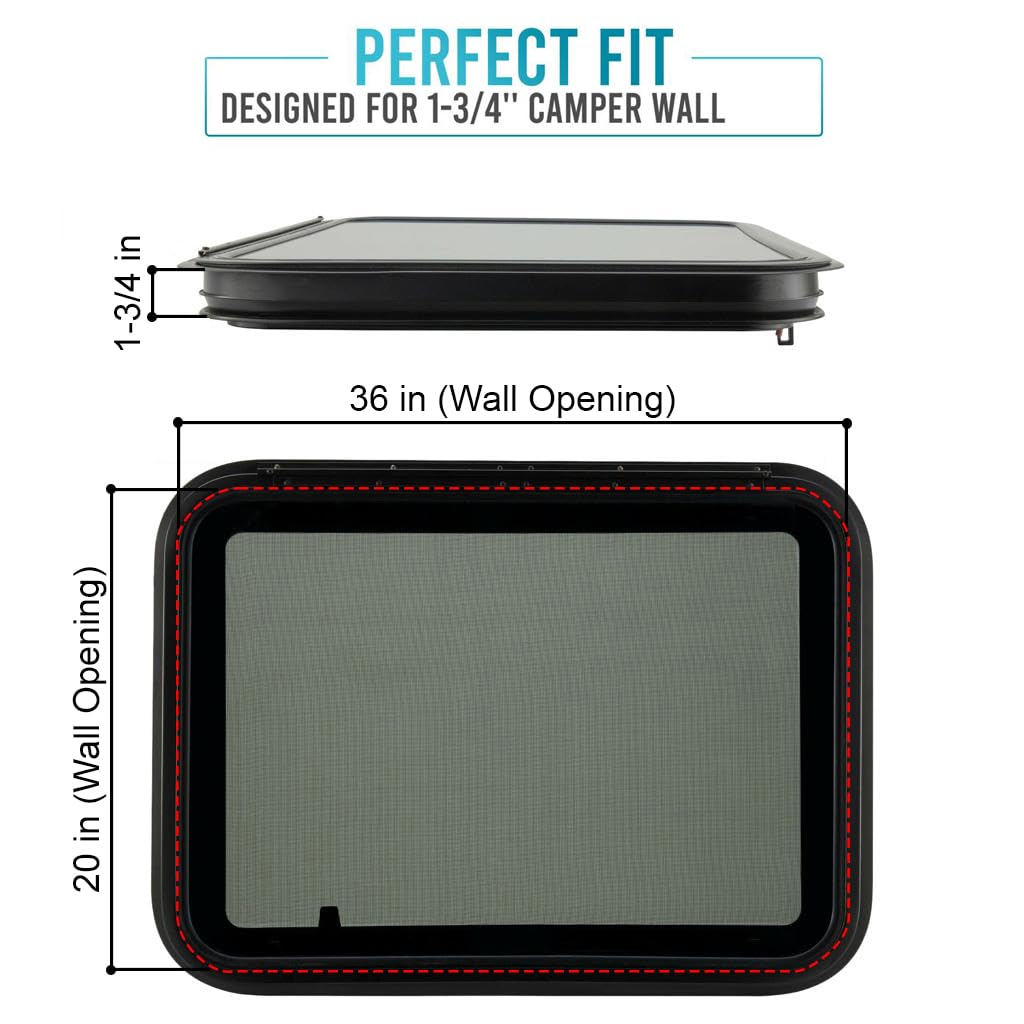 Snapklik.com : PROFLEX RV Exit Window 36” W X 20” H Ultra Thick ...