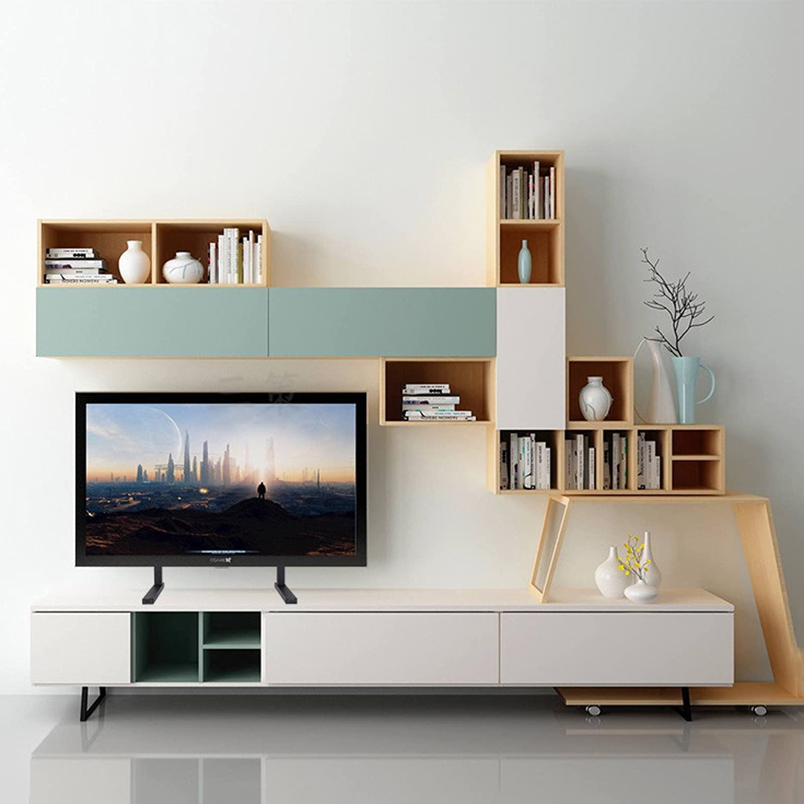 TV Stand 37 "-75" TV LCD Universale Desktop Base Desktop Black Punch Desktop Desktop TV Stand Rugged Steel Base TV con Supporto con Altezza Regolabile e inclinazione .per casa, Ufficio