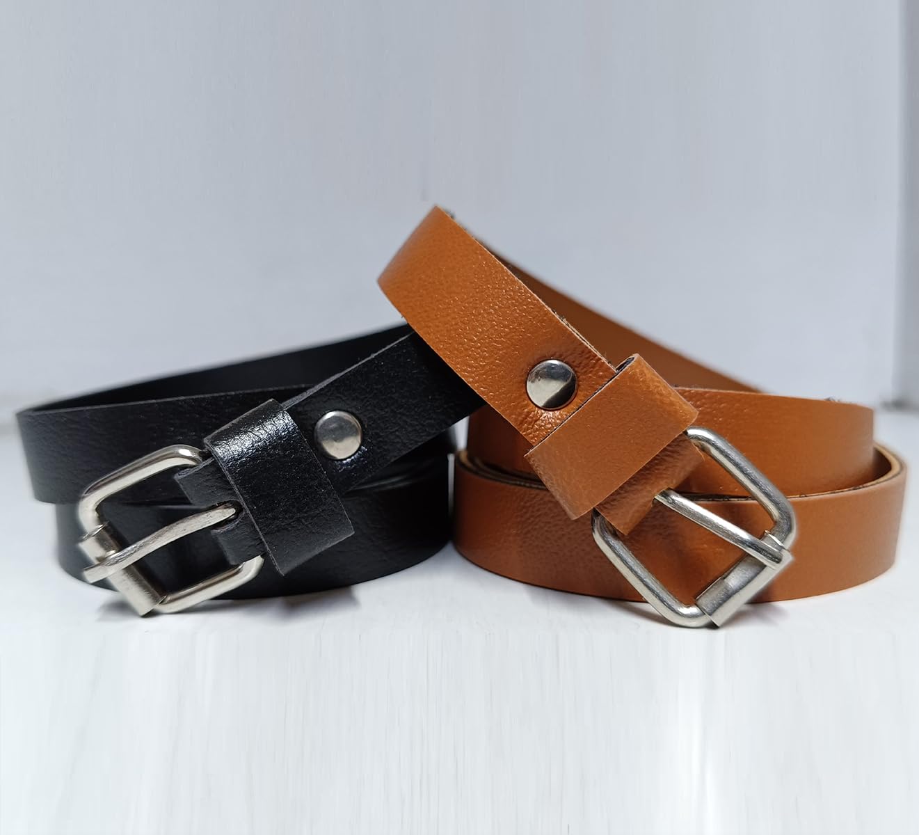 Dream Beauty Fashion Women's Vegan Leather Belt (Black) 3