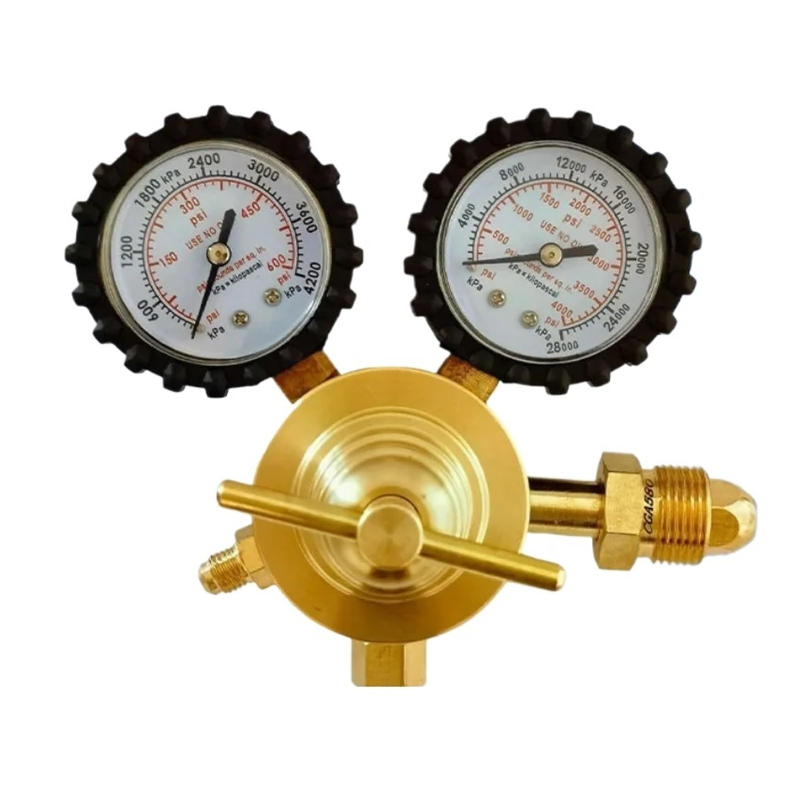 Vmvud Pressure Reducer 1/4" Brass Nitrogen Regulator 0-800Psi / 600Psi Gas Pressure Reducing Valve Connection Gauges