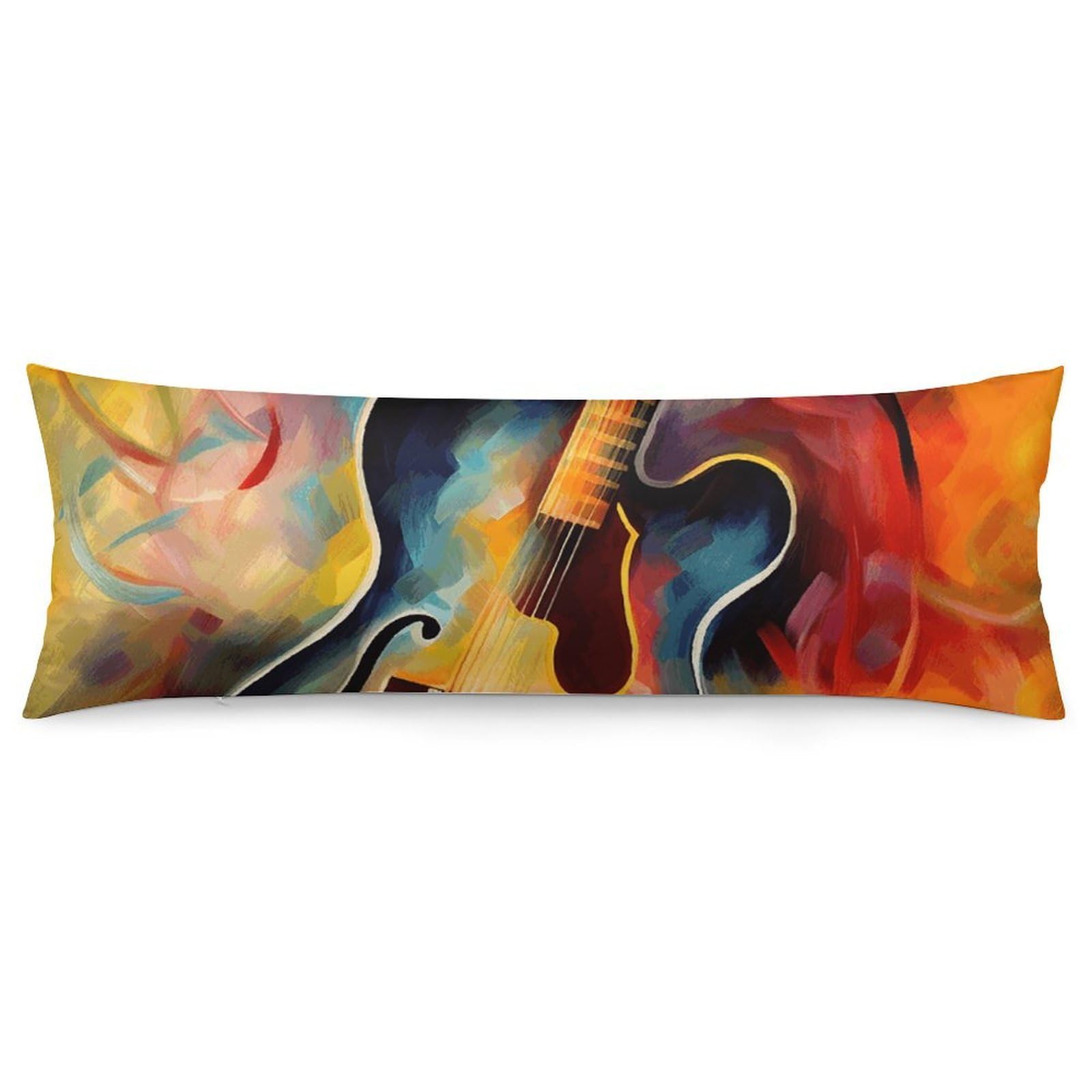 2 Pack Pillow Cases for Hair and Skin, Soft Breathable Pillow Case Covers with Hidden Zipper, Abstract Watercolor Guitar Pillowcase 20"x54" Pillow Covers for Sleeping Gift
