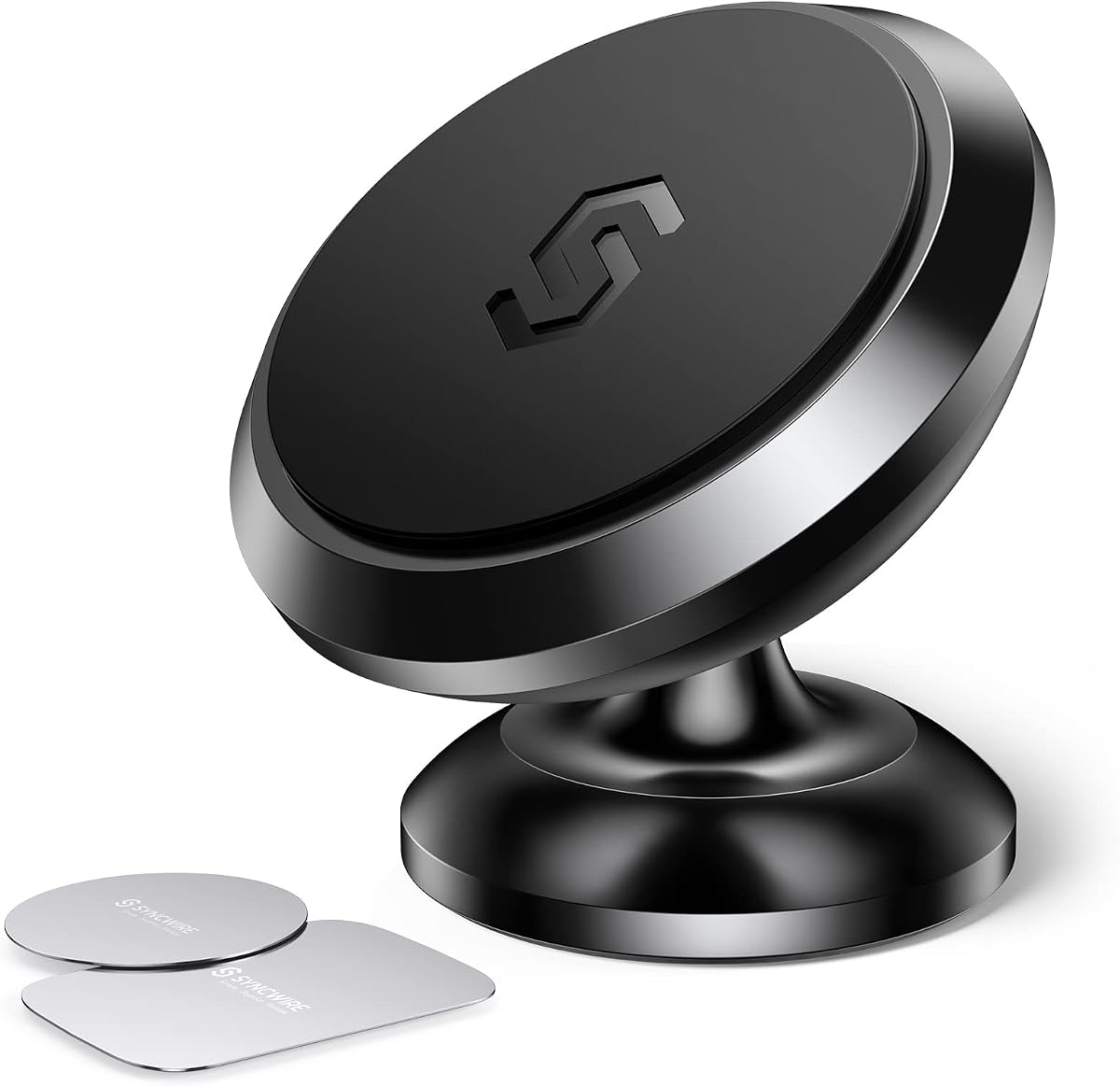 SYNCWIRE Soporte magnético para teléfono de coche para salpicadero, imanes fuertes ajustables de 360°, soporte para teléfono móvil para coche, compatible con iPhone, Samsung, Android, etc. | Rotación de 360°, imanes fuertes, adhesivo confiable, soporte para automóvil totalmente metálico compatible con iPhone, Samsung, Android, etc.