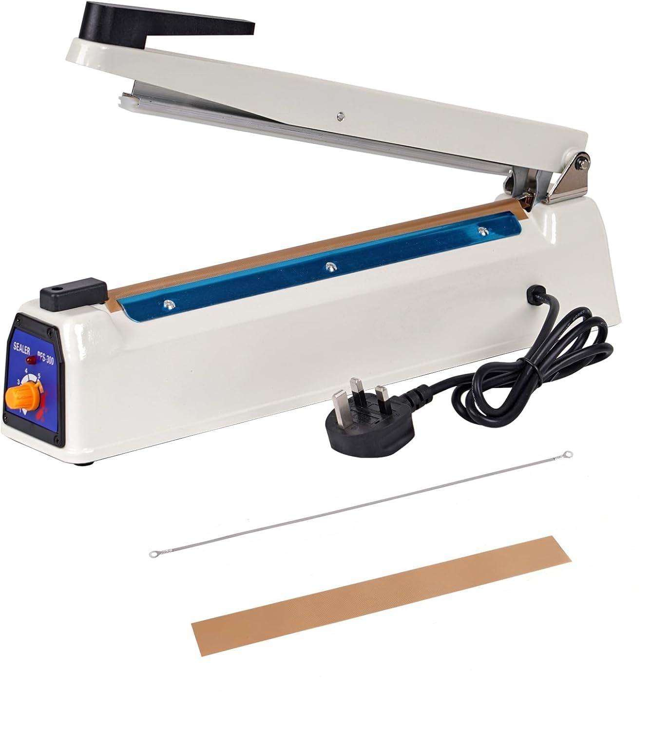 MOGOULUA 300mm Impulse Heat Sealer for Heat Seal Bags 12" Portable Foil Sealer Metal Heat Sealer Machine for Mylar PP PE Bags Balloon Sealer Bag Sealer(White)