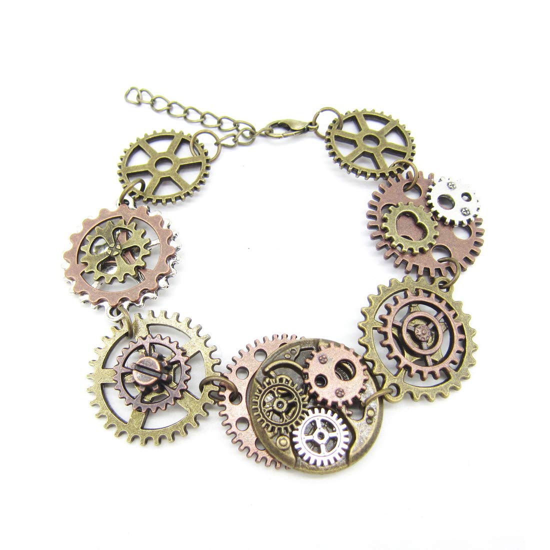 MINIDUOSteampunk Bracelet,Retro Punk Gothic Gear Bracelet Wristband Choker Pendant for Women, Halloween Party