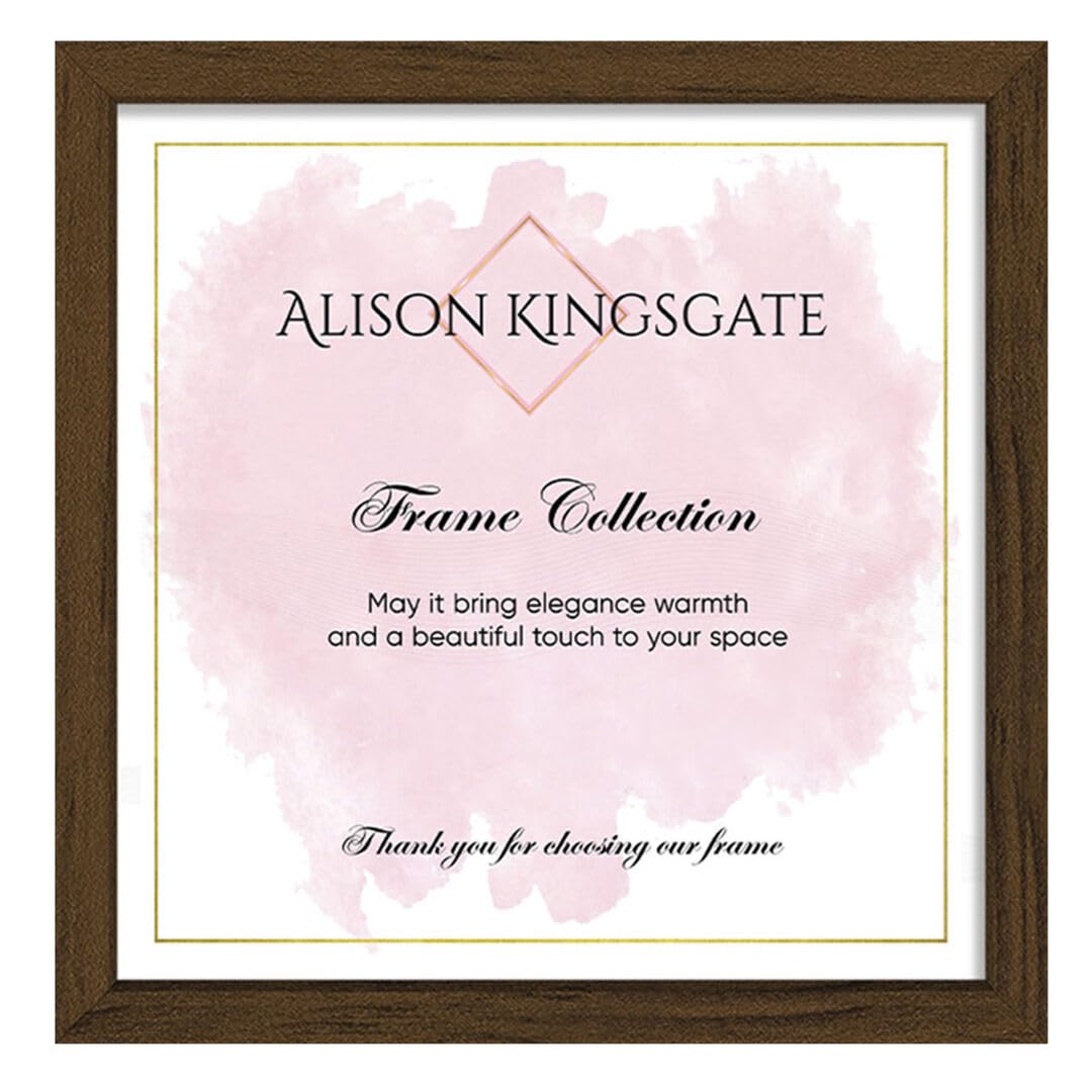 Alison Kingsgate Sleek 22x22 Picture Frame - Engineered Wood with Shatterproof Perspex Front -Perfect for Photos, Posters, Certificates -Suitable for Wall Mount or Tabletop Display - Walnut — image 1