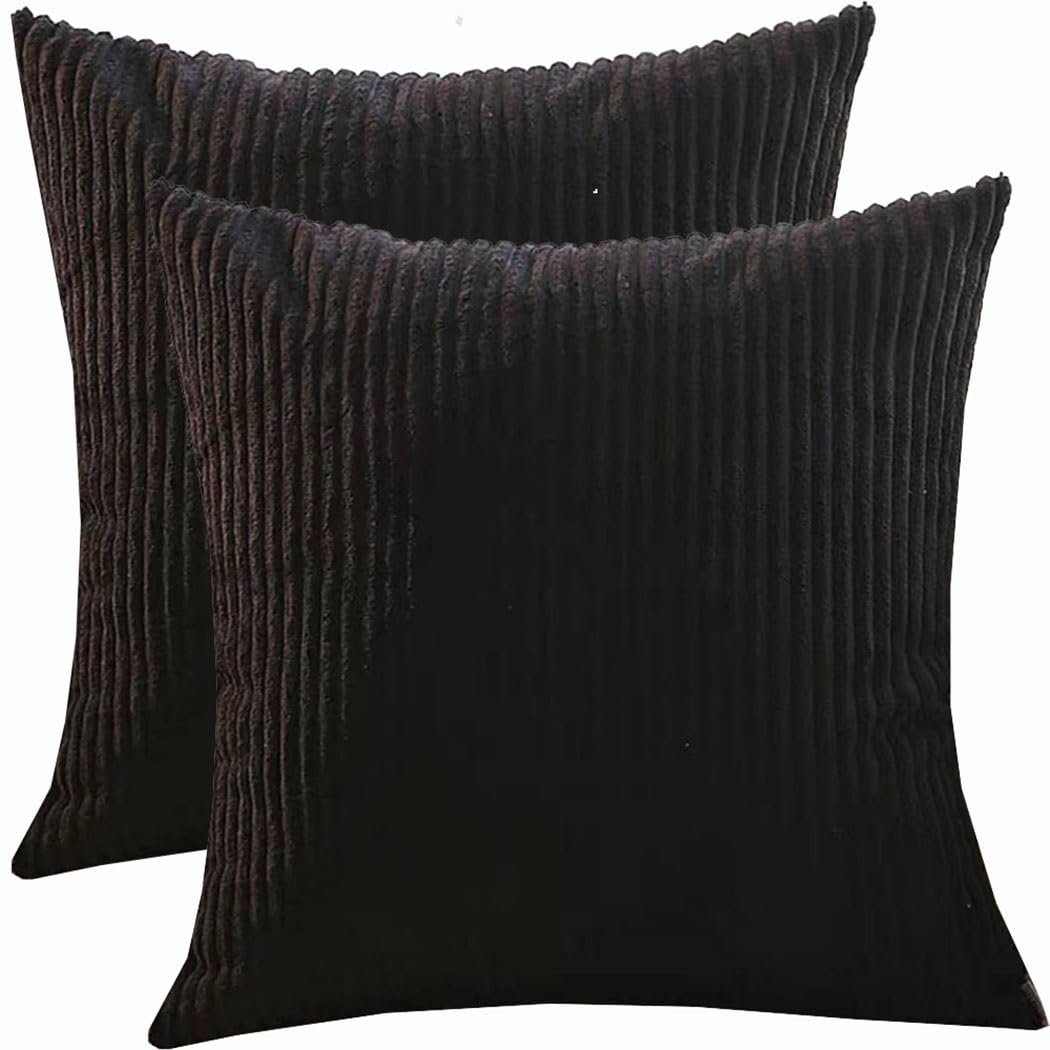 SWJ-swjssb Super King Size Pillow Cases 80x80 70x70 Cm, Set Of 2 Square Extra Large Cushion Covers,Soft Pillow Covers With Invisible Zipper Decorative Pillowcases For Sofa Couch(Black,75x75 cm)