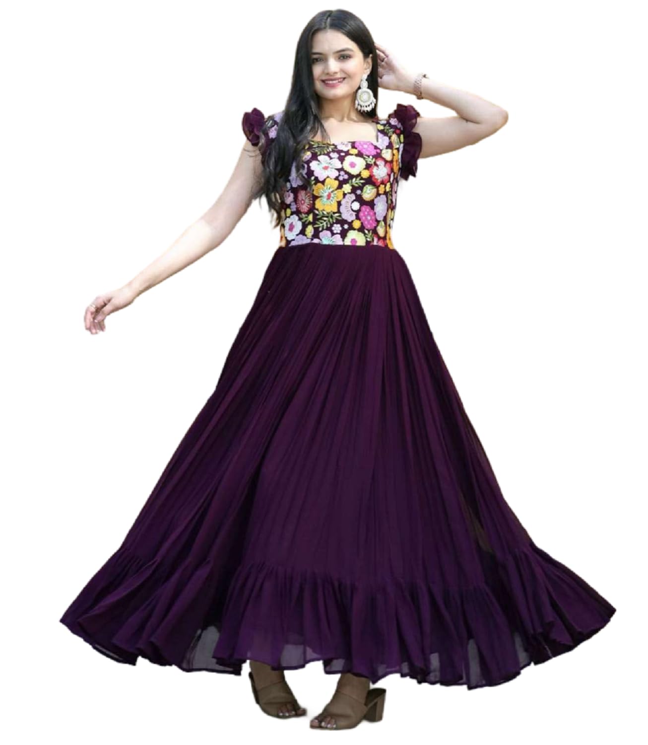 long sleeve ankle length white dress PHOOL MAROON ANARKALI DRESS 4XL