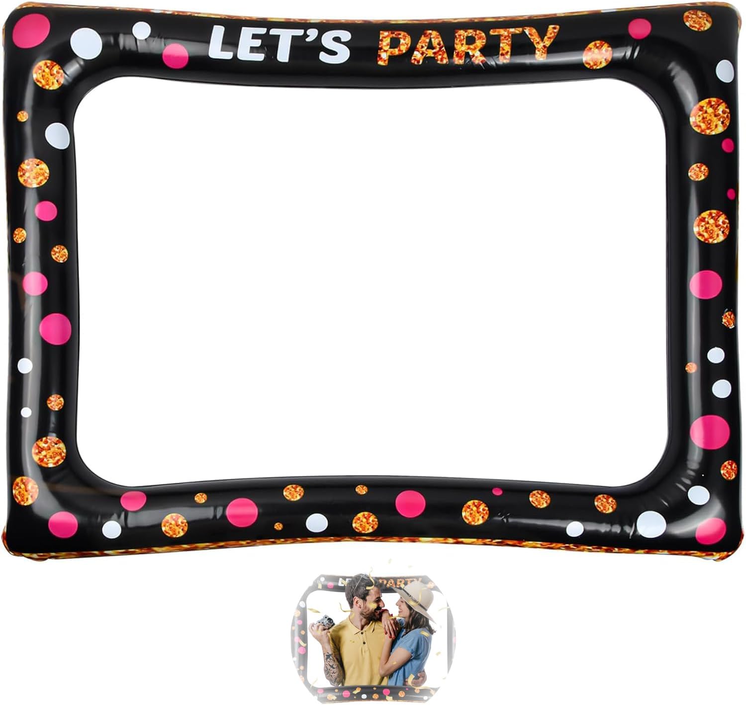Photo Booth Props Inflatable Party Props - Fun and Colorful PVC Selfie Frame, Easy Inflation, Durable and Reusable, Perfect for Parties, Weddings, Birthdays, and Events