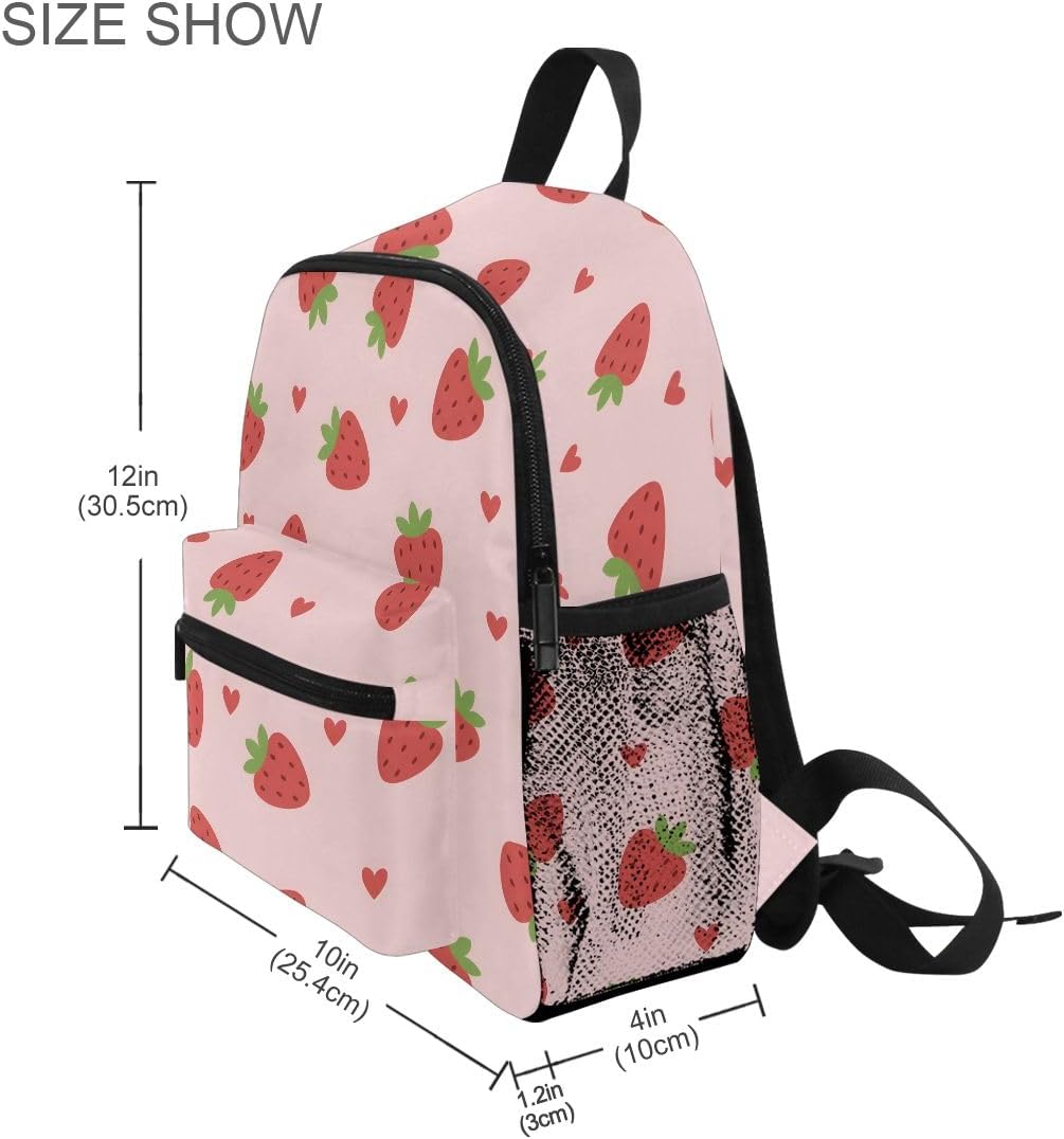Bolaz Kids Backpack for Girls Strawberry Cute Pink Toddler Bags Children Preschool Kindergarten Small Chest Strap 3-8 Years Old
