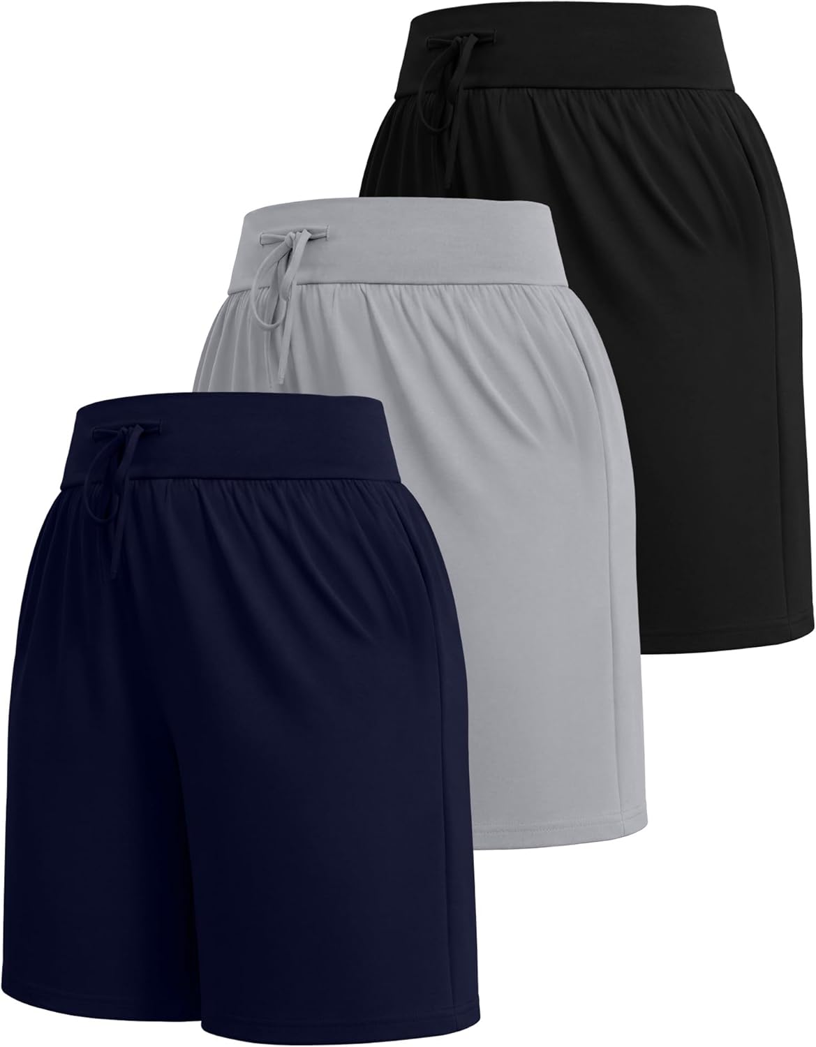 Neer 3 Pack Plus Size Women's Bermuda Shorts Drawstring High Waist Casual Athletic Sweatpants with Pockets XL-5xl