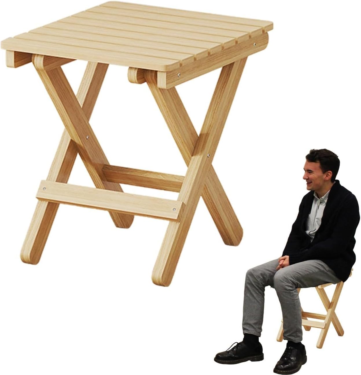 stools Wood Folding Stool Portable Step Chair Foldable Support Seat for Indoor Outdoor Kitchen Bathroom Accessibility Aid Foldable(Medium)