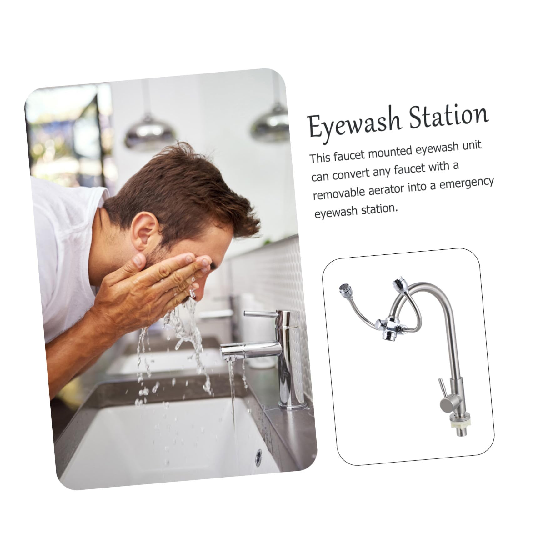 Lavaojos Montado en Grifo para Lavabo, Acero Inoxidable, Plata