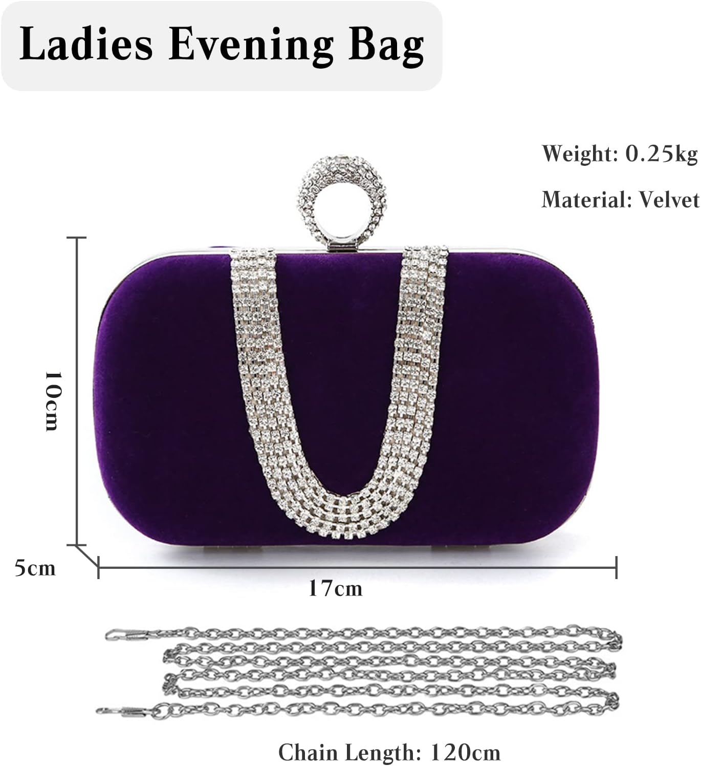 CORIOS Women Velvet Evening Bag Sparkly Rhinestone Clutch Bag Bridal Wedding Purse Charming Glittering Handbag