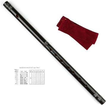 Japanese Shinobue Flute 7/8 Hon Handmade Bamboo Flute Musical Instrument Black 8Hon